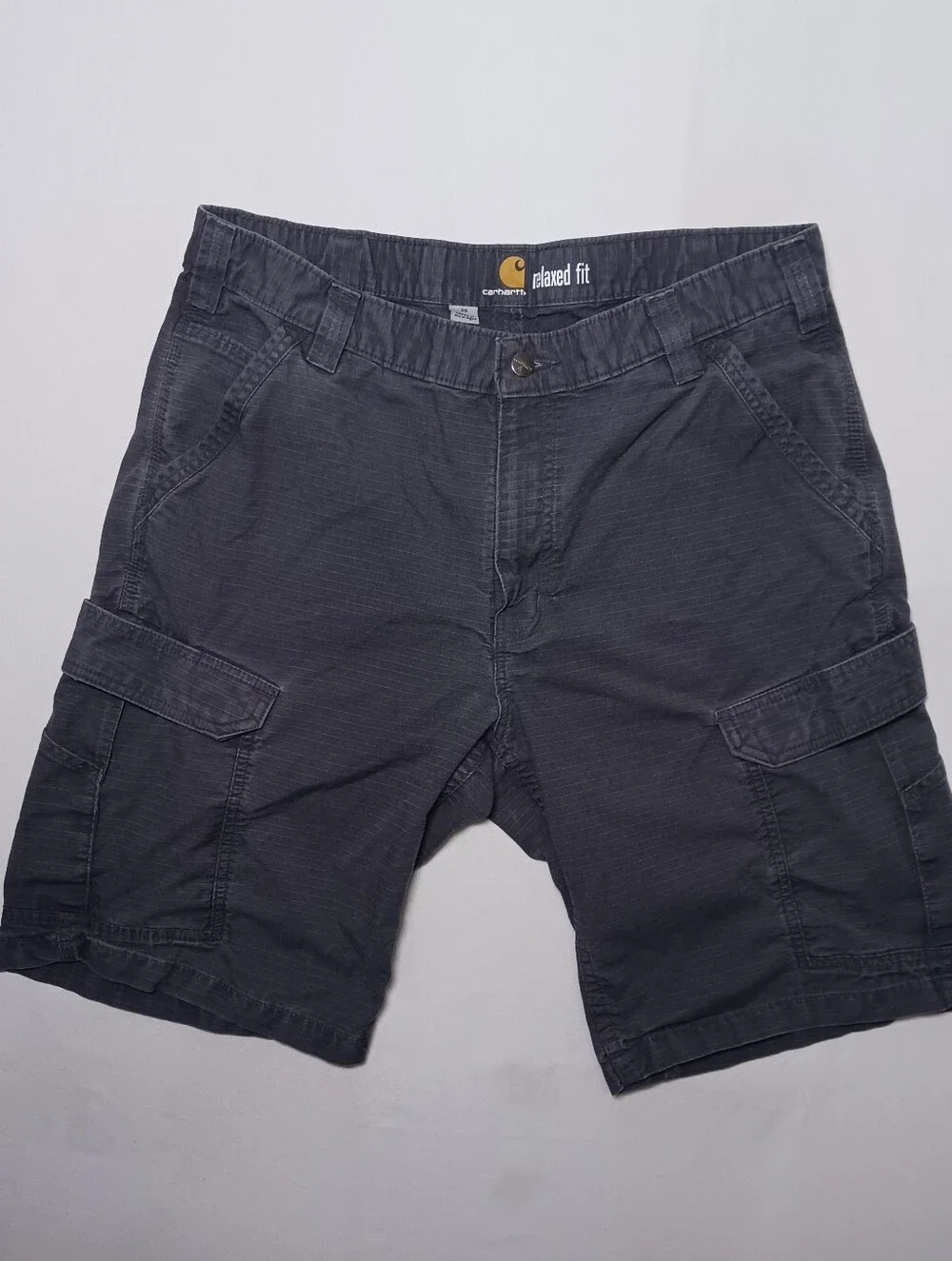 Carhartt Force Broxton Ripstop Cargo Shorts 36 Gray Relaxed Fit 103543